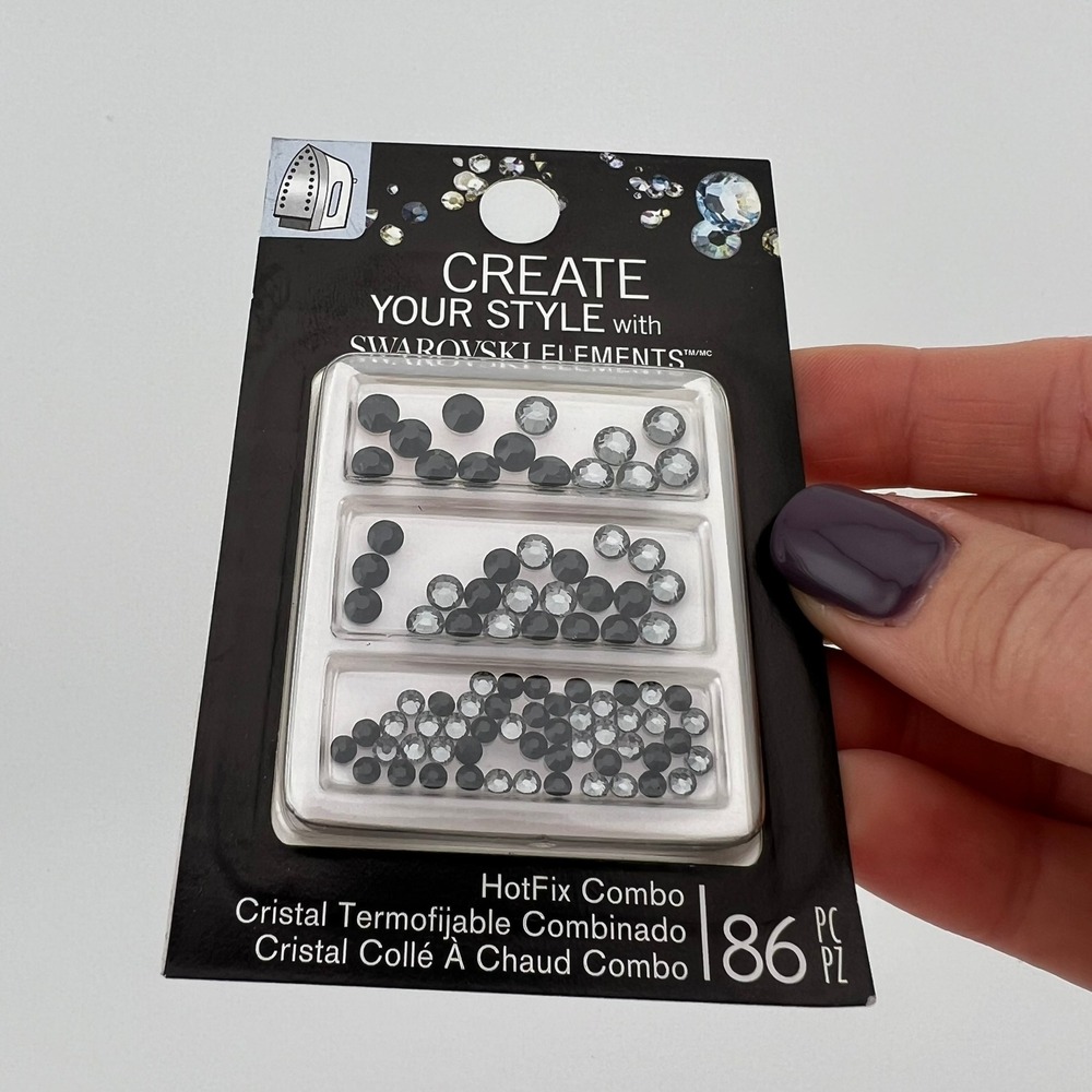 Swarovski HotFix Rhinestone Combo Jet Silver Night 86pc Mixed